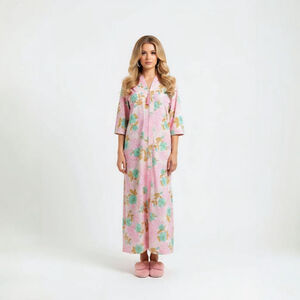 Sears Take-A-Long Vintage Floral Pink Green Robe - Medium